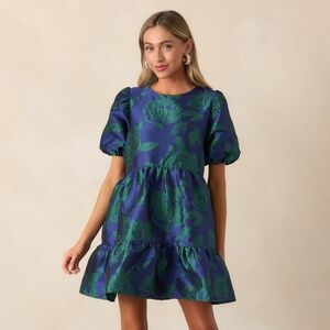 Red Dress Making It Shine Midnight Blue Floral Jacquard Mini Dress Size XLXL / N